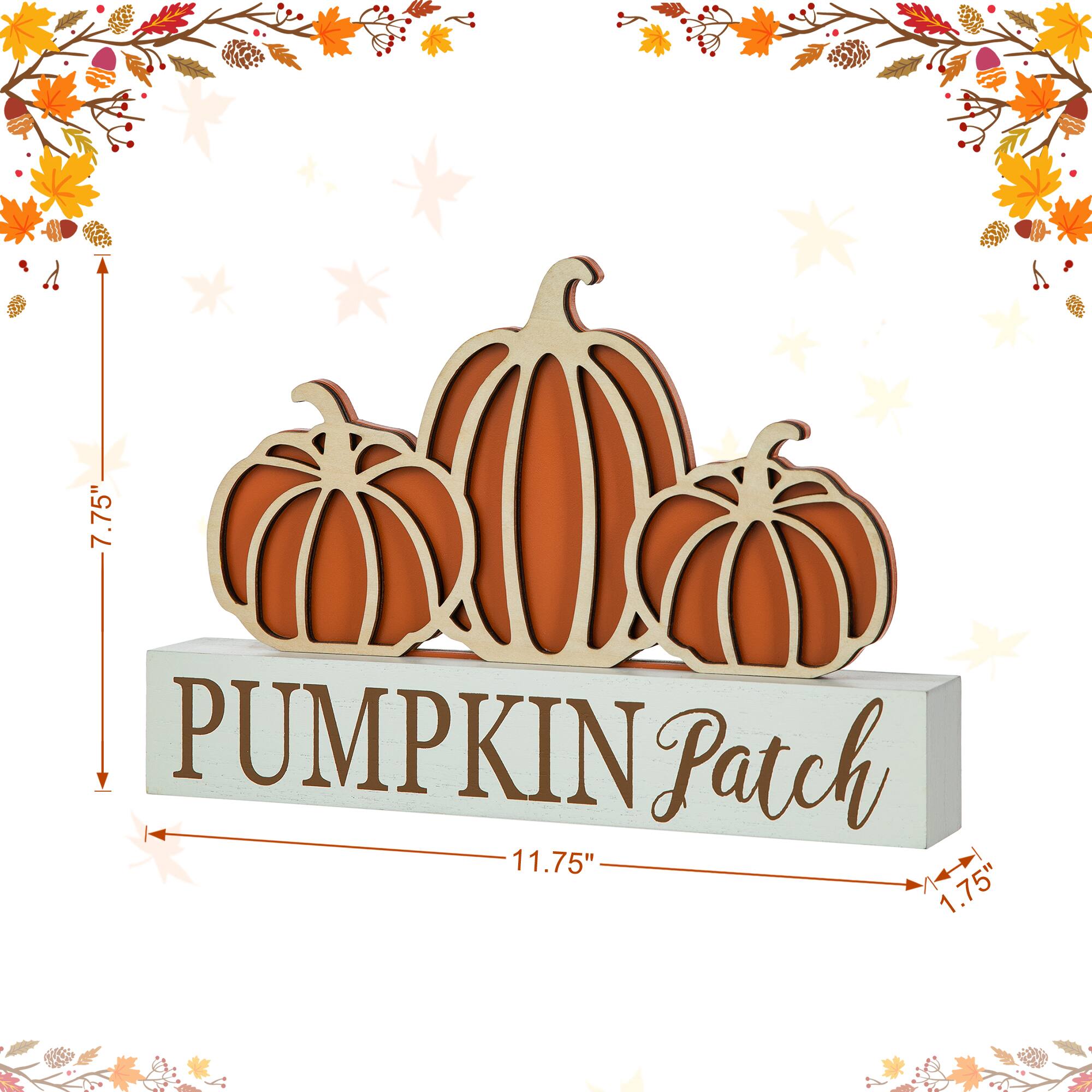 Glitzhome® 11.75" Fall Wood Pumpkin Patch Table Sign